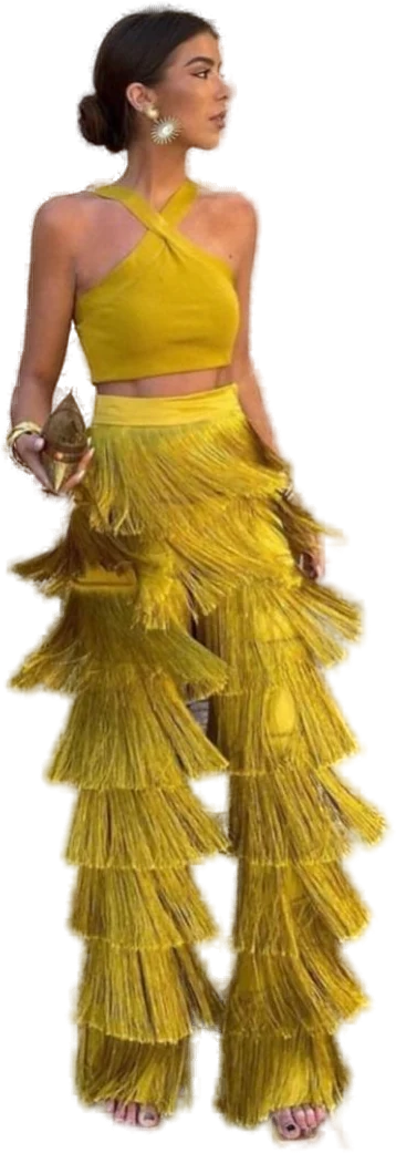 Mustard fringe co-ord