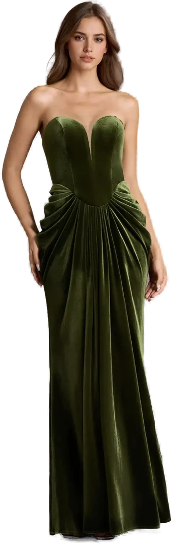 Olive velvet gown